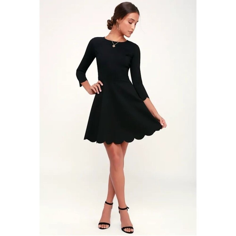 Lulus Classic Black Mini Dress Funeral Wedding Fit Flare Small